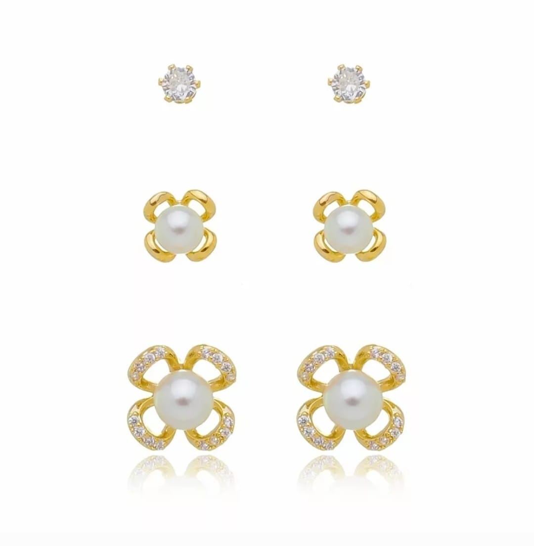 Trio de Brincos Florzinhas