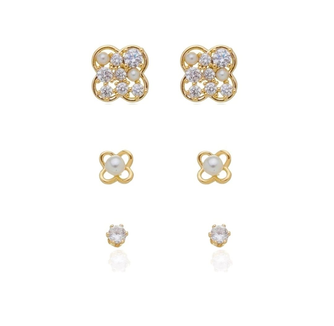 Trio de Brincos Inspirado Van Cleef