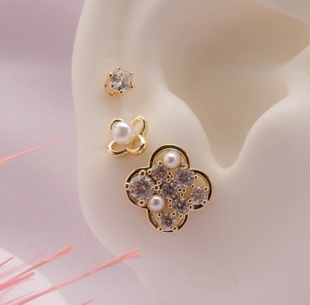 Trio de Brincos Inspirado Van Cleef