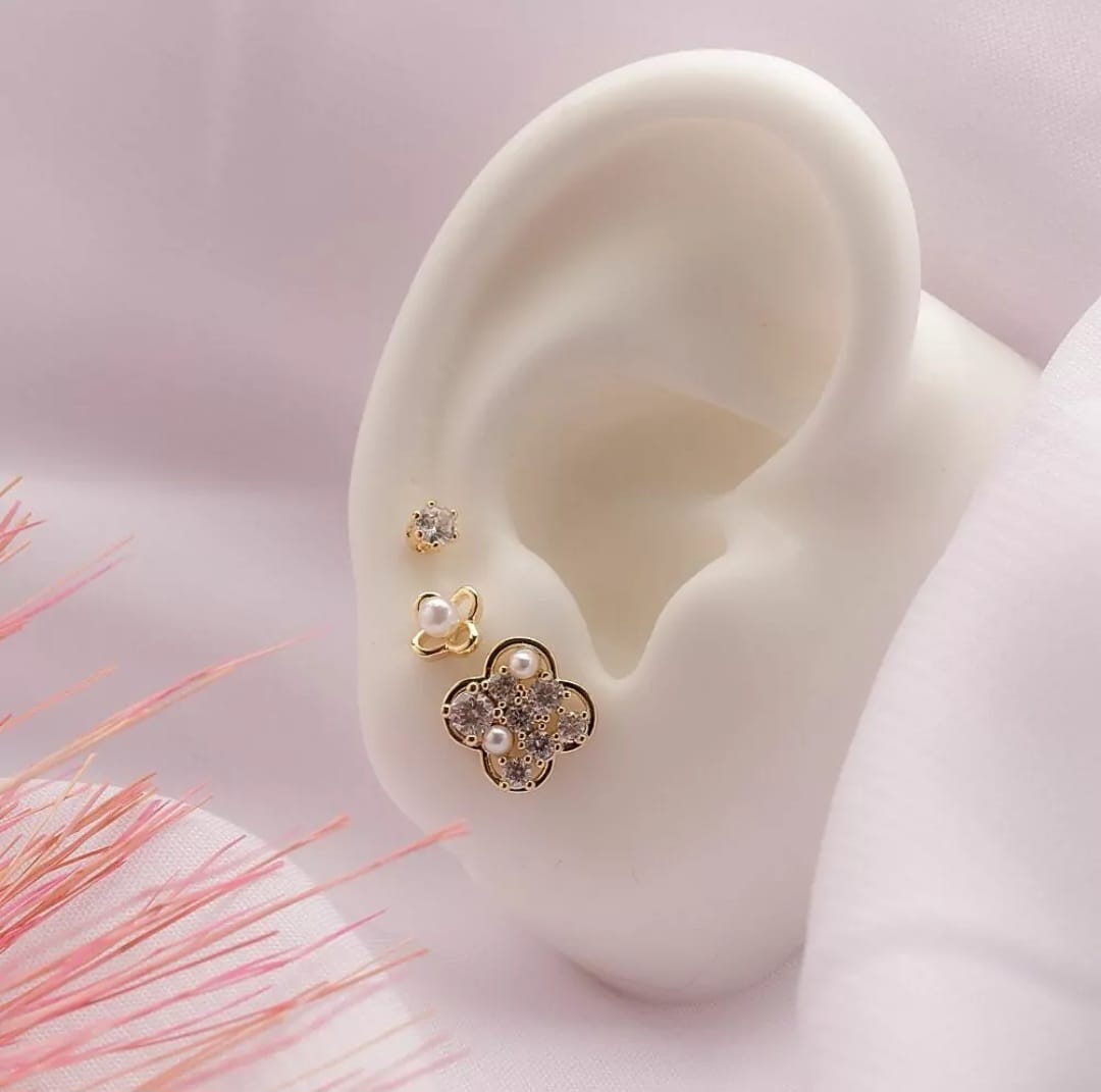 Trio de Brincos Inspirado Van Cleef